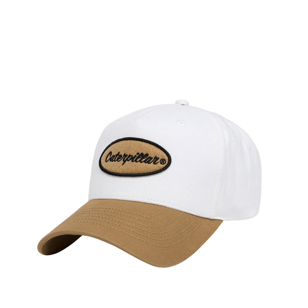 Gorra Circle 5 Panel Patch unisex color blanco y café