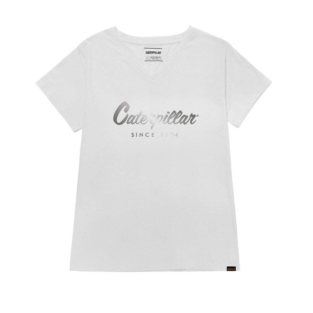 Camiseta Metallic V-Neck para mujer color blanco