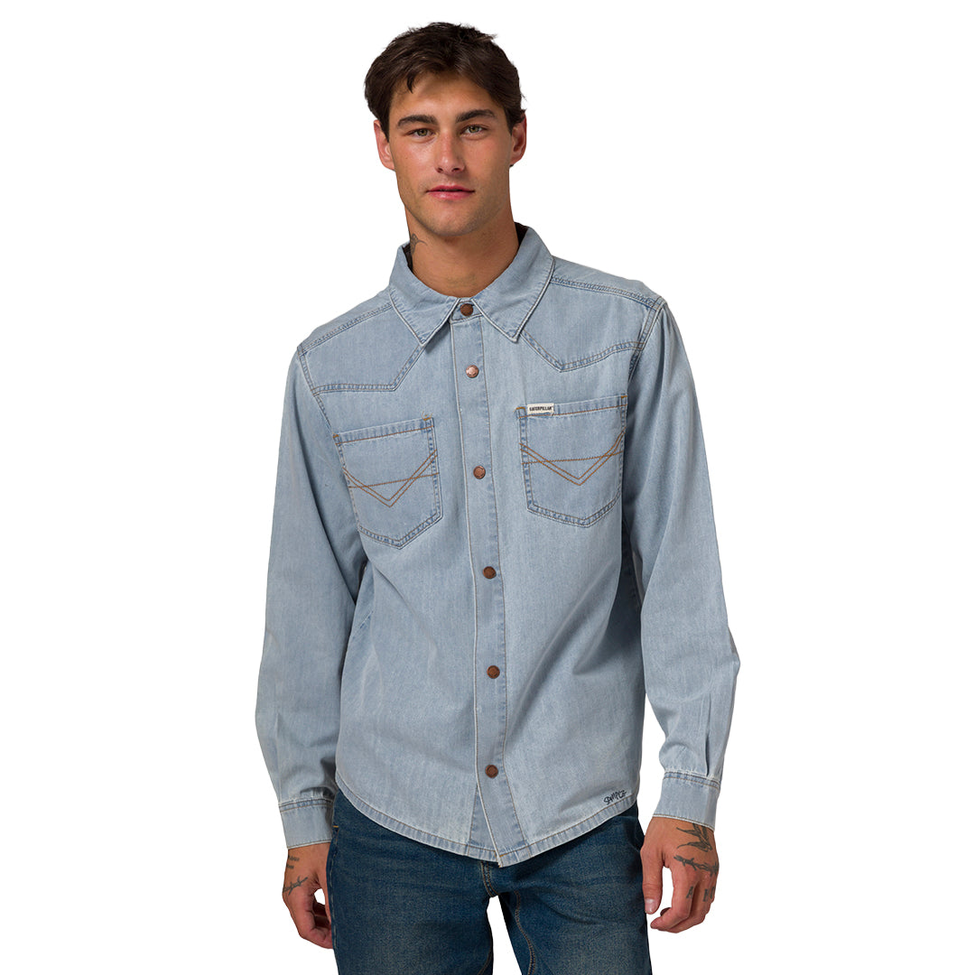 Camisa Western para hombre color denim