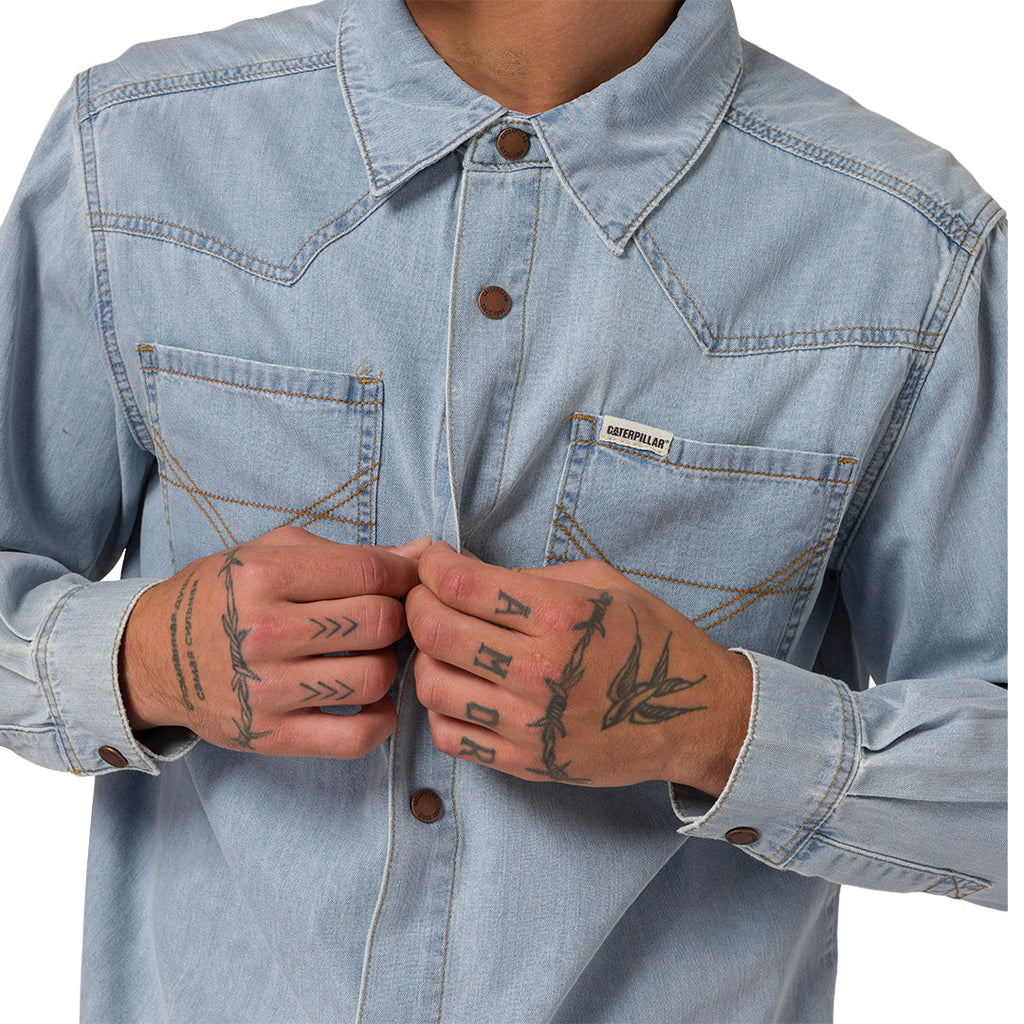 Camisa Western para hombre color denim