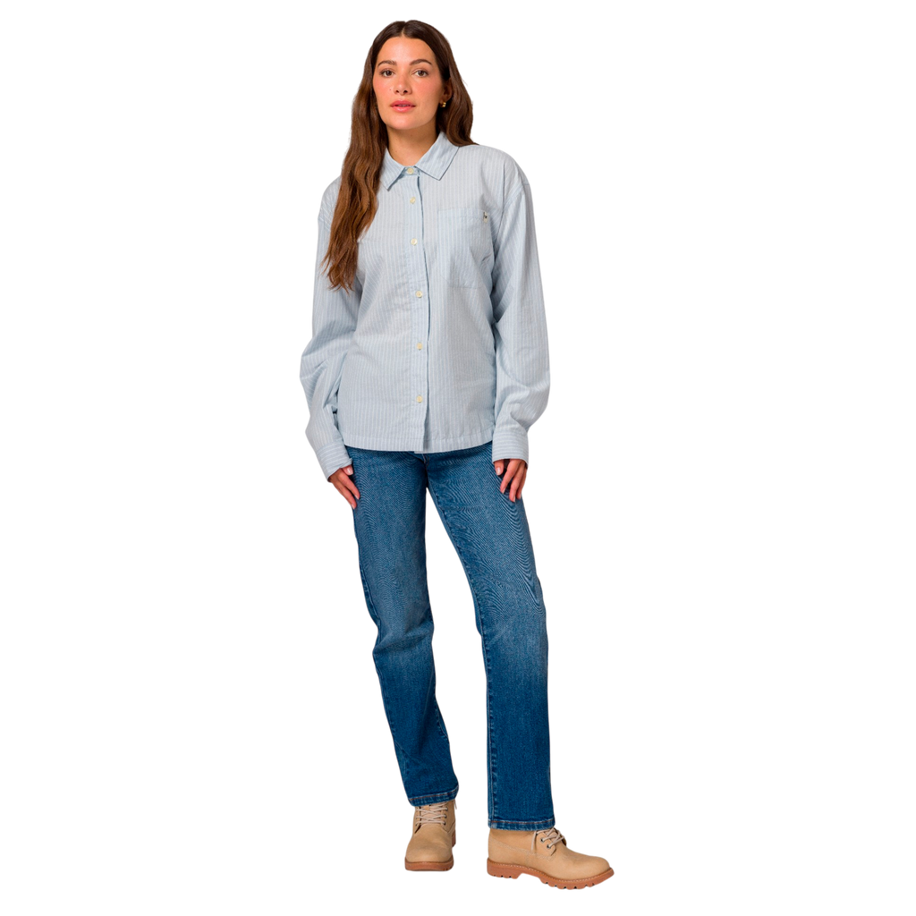 Camisa Oversized Poplin para mujer color celeste