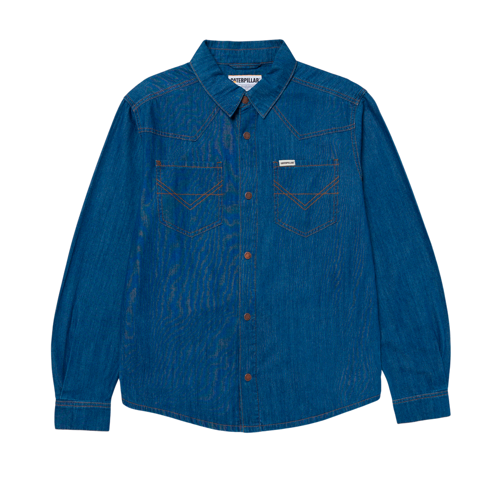 Camisa Denim Western para hombre color azul